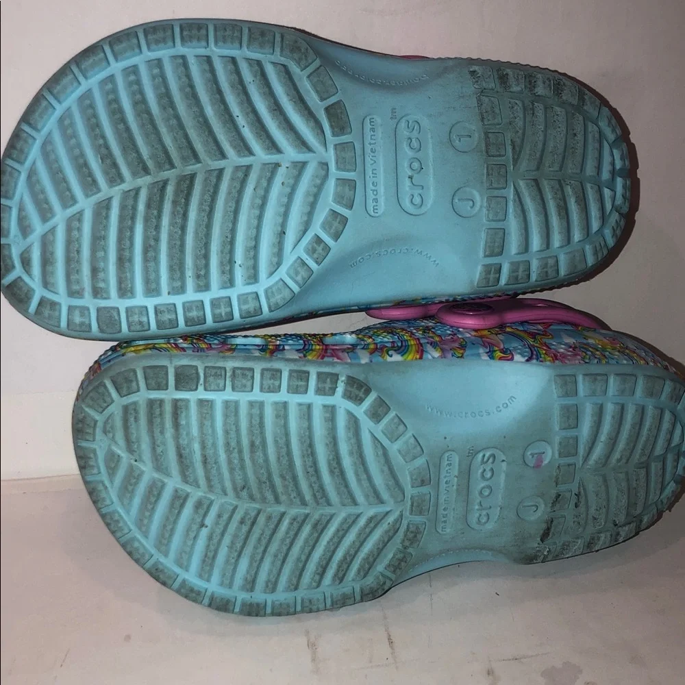 Crocs Lisa Frank Rainbow Unicorn Kids Slippers